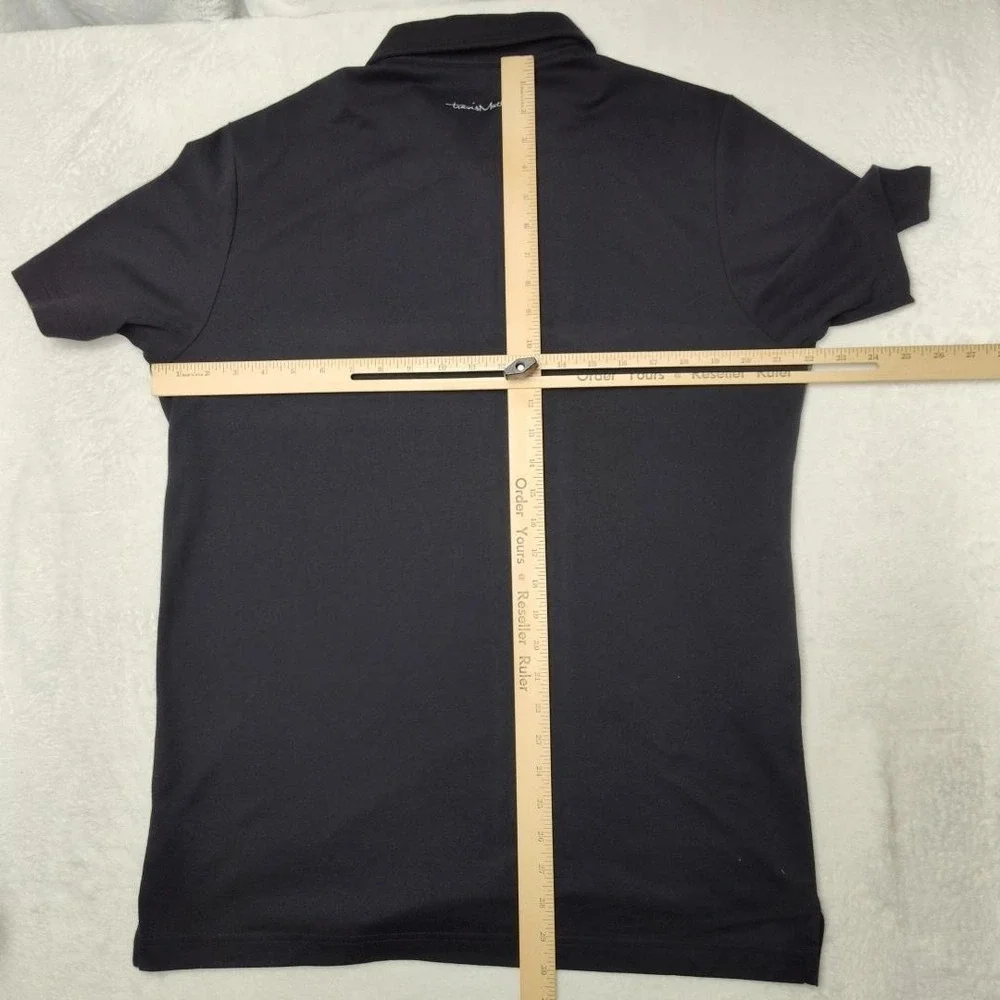 Travis Mathew Polo Shirt Mens Large Black Striped Pima Cotton Pocket Collared - Picture 9 of 11